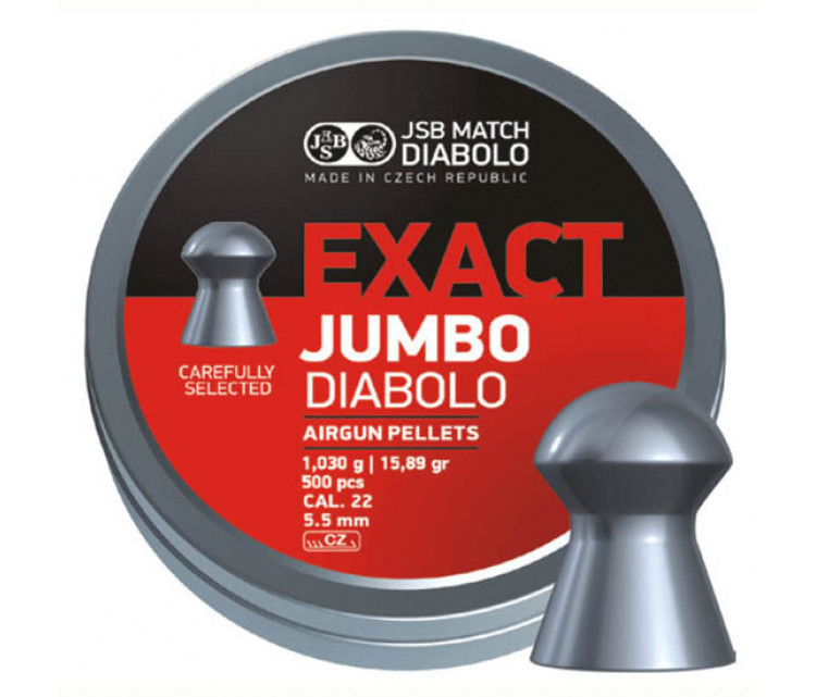 Пуля пневматическая JSB Diabolo Jumbo Exact, кал. 5,52 мм, гладкая, 15,589 гран/1,03гр. (500 шт)