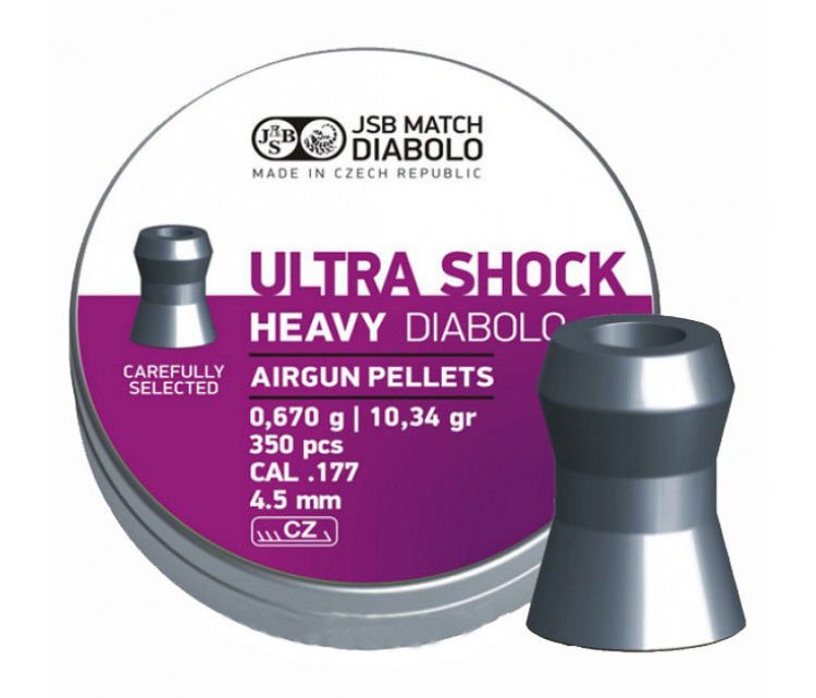 Пули JSB Ultra Shock Heavy Diabolo 4,5 мм, 0,67 грамма, 350 штук